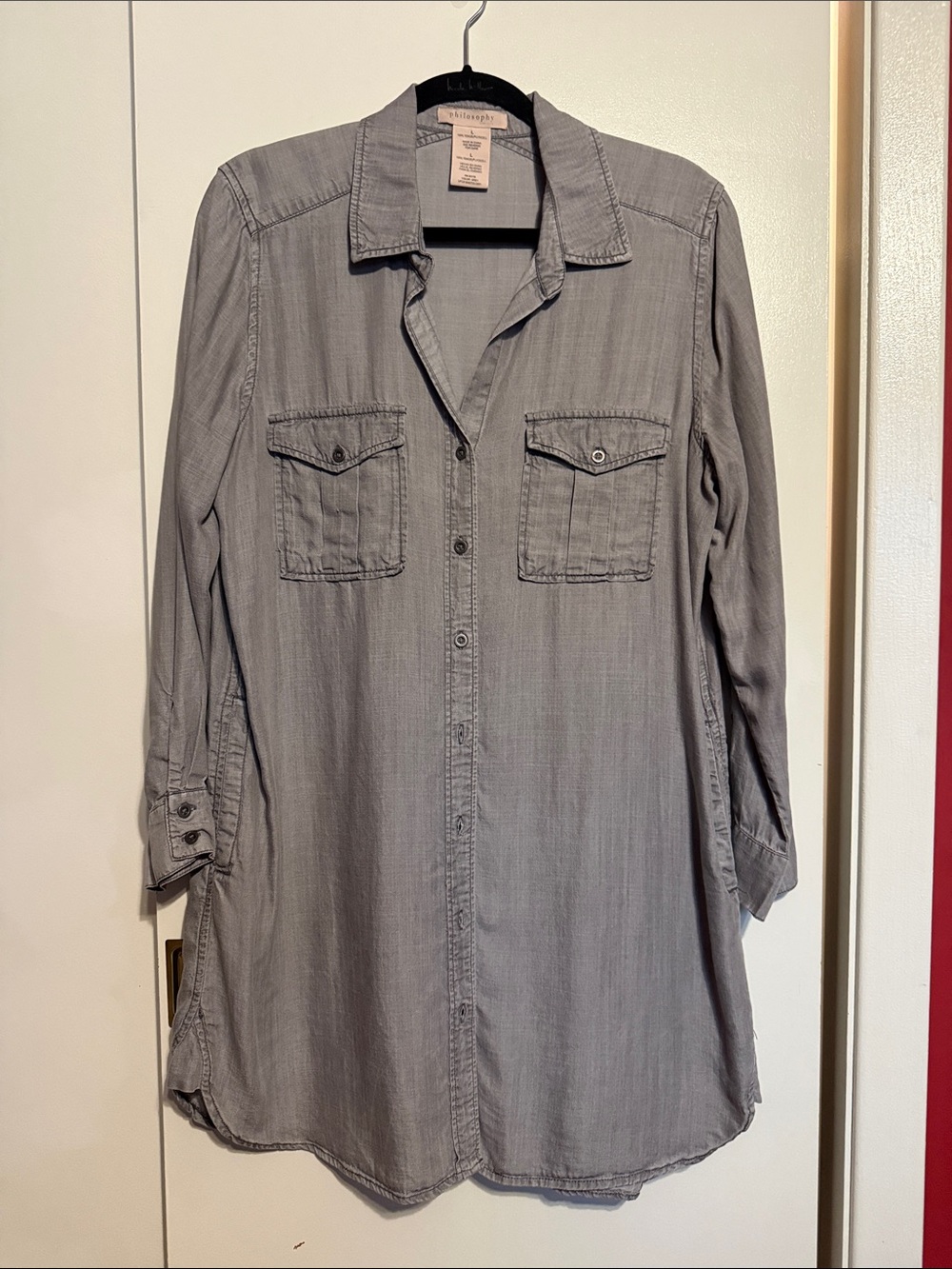 Light Gray women’s shirt dress made by philosophy, size large